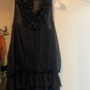 Black Ruffled Tiered Women's Top